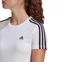 ADIDAS T-SHIRT 3-STRIPES DONNA Bianco -Strada Moda adidas gl0783 t shirt 3 stripes donna sport style donna 042072801 wht 5