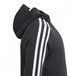 ADIDAS FELPA FULL ZIP CON CAPPUCCIO 3-STRIPES BAMBINA Nero -Strada Moda adidas gq8356 felpa fz c capp 3 stripes bambina abbigliamento bambino 041993801 blk 5