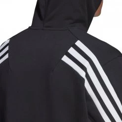 ADIDAS FELPA ZIP E CAPPUCCIO 3 STRIPES Nero -Strada Moda adidas h46526 felpa zip e cappuccio 3 stripes sport style uomo 044387801 blk 5