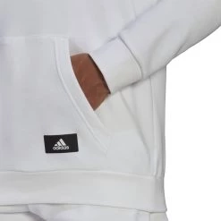 ADIDAS FELPA CON CAPPUCCIO 3 BAR GARZATA Bianco -Strada Moda adidas ha1413 felpa cappuccio 3 bar garzata sport style uomo 044389001 wht 5