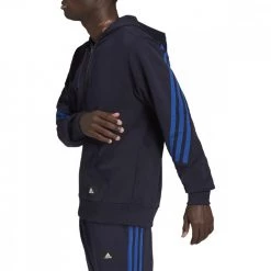 ADIDAS FELPA ZIP E CAPPUCCIO 3-STRIPES Blu -Strada Moda adidas hc5248 felpa zip e cappuccio 3 stripes sport style uomo 044388201 blu 3