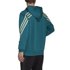ADIDAS FELPA CON CAPPUCCIO 3 BAR GARZATA Verde -Strada Moda adidas hc5250 felpa cappuccio 3 bar garzata sport style uomo 044389401 green 3