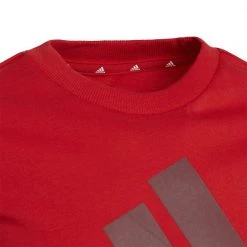 ADIDAS T-SHIRT LOGO BAMBINO Rosso -Strada Moda adidas he9280 t shirt logo bambino abbigliamento bambino 044385901 red 3