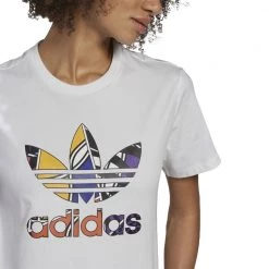 ADIDAS ORIGINALS T-SHIRT TREFOIL GRAPHIC DONNA Bianco -Strada Moda adidas originals he0322 t shirt trefoil graphic donna sport style donna 044372101 wht 4