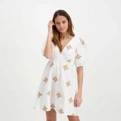 AKEP ABITO IN POPLINE CON RICAMO DONNA -Strada Moda akep ke11126 abito in popline con ricamo donna casual donna 044966701 biari 5