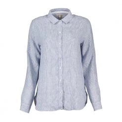 BARBOUR CAMICIA IN LINO MARINE DONNA Bianco, Blu