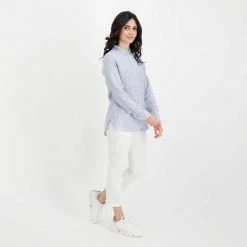 BARBOUR CAMICIA IN LINO MARINE DONNA Bianco, Blu -Strada Moda barbour lsh1315 camicia in lino marine donna casual donna 044618801 ny73 6