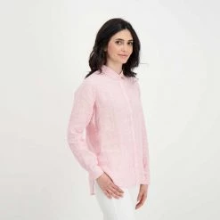 BARBOUR CAMICIA IN LINO MARINE DONNA Bianco, Rosa -Strada Moda barbour lsh1315 camicia in lino marine donna casual donna 044618901 pi35 5