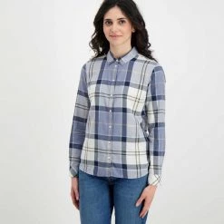 BARBOUR CAMICIA IN POPLINE BREDON DONNA Blu -Strada Moda barbour lsh1353 camicia in popline bredon donna casual donna 044619001 bl39 3