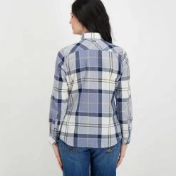 BARBOUR CAMICIA IN POPLINE BREDON DONNA Blu -Strada Moda barbour lsh1353 camicia in popline bredon donna casual donna 044619001 bl39 4