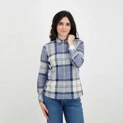 BARBOUR CAMICIA IN POPLINE BREDON DONNA Blu -Strada Moda barbour lsh1353 camicia in popline bredon donna casual donna 044619001 bl39 5