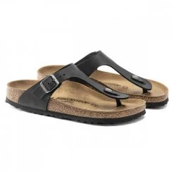 BIRKENSTOCK GIZEH BLACK OILED LEATHER -Strada Moda birkenstock 845251 gizeh black oiled leather tutti sandali uomo 044804601 blk 4