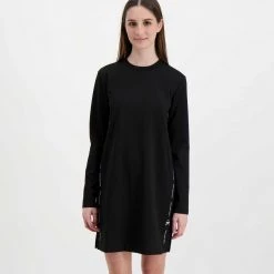 CALVIN KLEIN JEANS ABITO PUNTO MILANO LOGO REPEAT DONNA Nero -Strada Moda calvin klein jeans j20j217686 abito punto milano logo repeat donna casual donna 044968501 beh 3