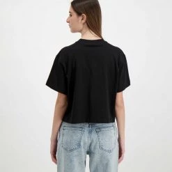 CALVIN KLEIN JEANS T-SHIRT CROP REPEAT LOGO DONNA Nero -Strada Moda calvin klein jeans j20j217709 t shirt crop repeat logo donna casual donna 044968801 beh 4