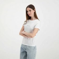 CALVIN KLEIN JEANS T-SHIRT MONOGRAM LOGO DONNA Bianco -Strada Moda calvin klein jeans j20j217902 t shirt monogram logo donna casual donna 044970501 yaf 4