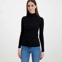 CALVIN KLEIN JEANS MAGLIA MANICA LUNGA BACK LOGO SHINY DONNA Nero -Strada Moda calvin klein jeans j20j217923 maglia back logo shiny donna casual donna 044970601 beh 3