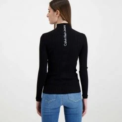 CALVIN KLEIN JEANS MAGLIA MANICA LUNGA BACK LOGO SHINY DONNA Nero -Strada Moda calvin klein jeans j20j217923 maglia back logo shiny donna casual donna 044970601 beh 4