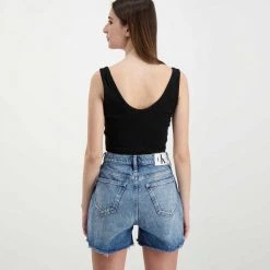 CALVIN KLEIN JEANS TOP RIB CROP DONNA Nero -Strada Moda calvin klein jeans j20j218334 top rib crop donna casual donna 044971701 beh 4