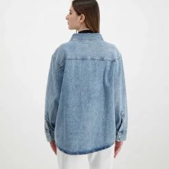 CALVIN KLEIN JEANS GIACCA OVERSHIRT DONNA Azzurro -Strada Moda calvin klein jeans j20j218466 giacca overshirt donna giacconi donna 044970901 1aa 4