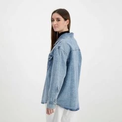 CALVIN KLEIN JEANS GIACCA OVERSHIRT DONNA Azzurro -Strada Moda calvin klein jeans j20j218466 giacca overshirt donna giacconi donna 044970901 1aa 5