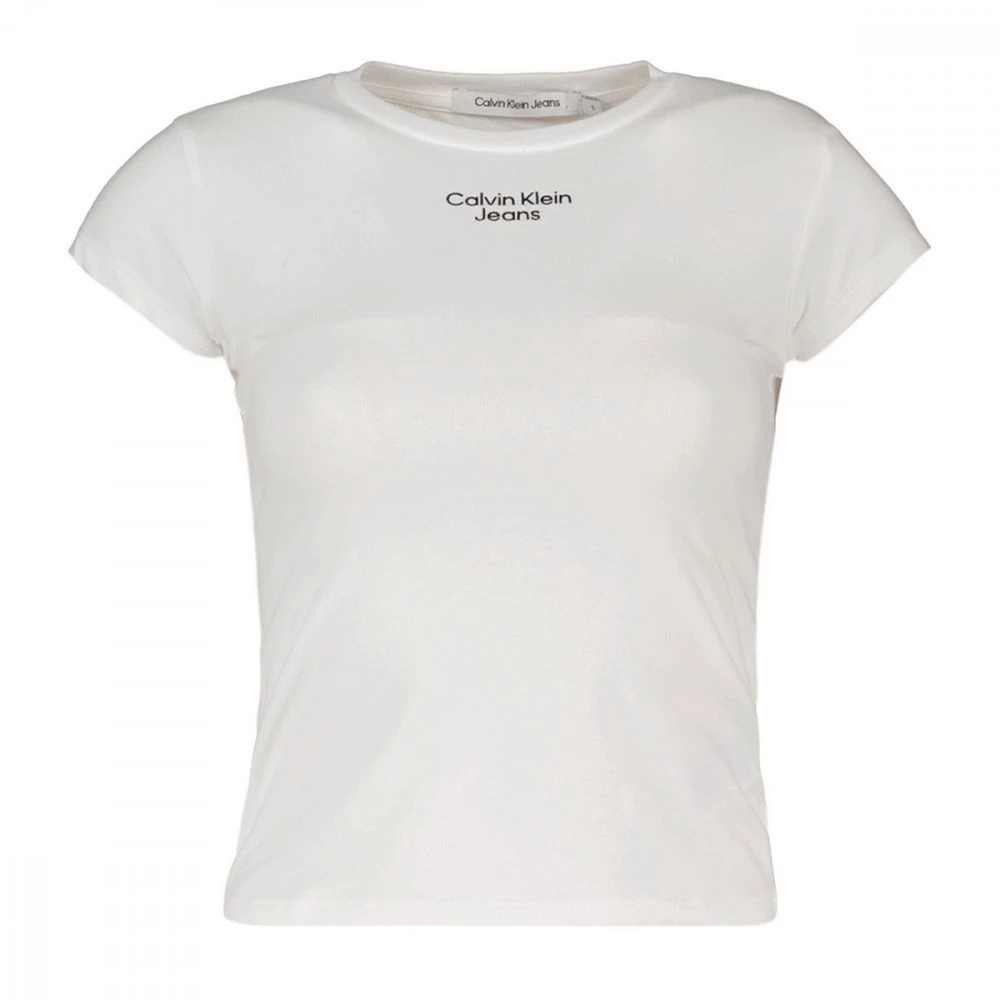 CALVIN KLEIN JEANS T-SHIRT STACKED LOGO DONNA Bianco 3 CALVIN KLEIN JEANS T-SHIRT STACKED LOGO DONNA Bianco