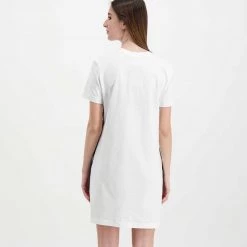 CALVIN KLEIN JEANS ABITO SIDE CONTRAST TAPE T-SHIRT DONNA Bianco -Strada Moda calvin klein jeans j20j218861 abito side contrast tape t shirt donna casual donna 044973501 yaf 4