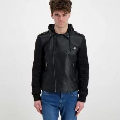 CALVIN KLEIN JEANS CHIODO BIMATERIALE ECO Nero -Strada Moda calvin klein jeans j30j319686 chiodo bimateriale eco giacconi uomo 044623901 beh 3