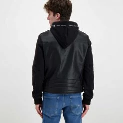 CALVIN KLEIN JEANS CHIODO BIMATERIALE ECO Nero -Strada Moda calvin klein jeans j30j319686 chiodo bimateriale eco giacconi uomo 044623901 beh 4