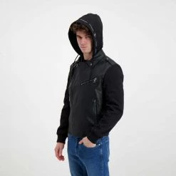 CALVIN KLEIN JEANS CHIODO BIMATERIALE ECO Nero -Strada Moda calvin klein jeans j30j319686 chiodo bimateriale eco giacconi uomo 044623901 beh 5