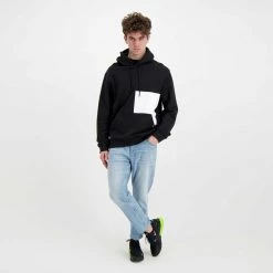 CALVIN KLEIN JEANS FELPA CON CAPPUCCIO LOGO COLOR BLOCK Nero -Strada Moda calvin klein jeans j30j319697 felpa con cappuccio logo color block casual uomo 044624001 beh 6