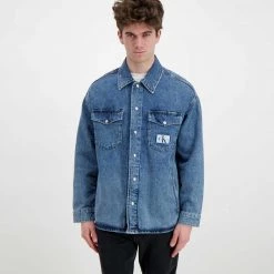 CALVIN KLEIN JEANS GIACCA OVERSHIRT DENIM Blu -Strada Moda calvin klein jeans j30j3197999 giacca over shirt denim giacconi uomo 044625201 1a4 3