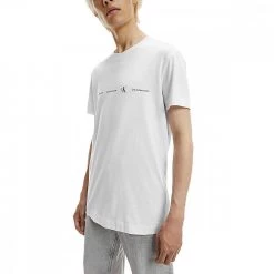 CALVIN KLEIN JEANS T-SHIRT REPEAT LOGO Bianco -Strada Moda calvin klein jeans j30j319896 t shirt ss repeat logo casual uomo 044625601 yaf 2