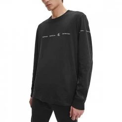 CALVIN KLEIN JEANS MAGLIA MANICA LUNGA REPEAT LOGO Nero -Strada Moda calvin klein jeans j30j319897 t shirt ls repeat logo casual uomo 044625701 beh 2