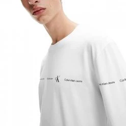CALVIN KLEIN JEANS MAGLIA MANICA LUNGA REPEAT LOGO Bianco -Strada Moda calvin klein jeans j30j319897 t shirt ls repeat logo casual uomo 044625801 yaf 3