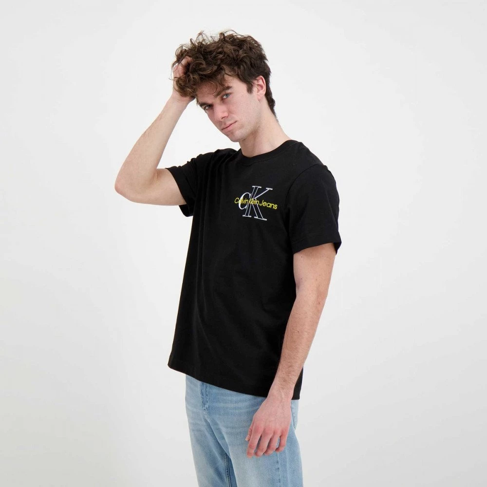 CALVIN KLEIN JEANS T-SHIRT TWO TONE MONOGRAM RETRO LOGO Nero - immagine 5