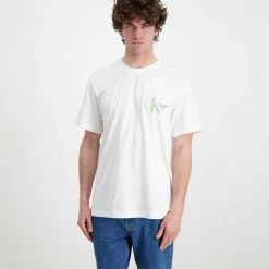CALVIN KLEIN JEANS T-SHIRT MONOGRAM RETRO Bianco -Strada Moda calvin klein jeans j30j320196 t shirt monogram retro casual uomo 044627101 yaf 3