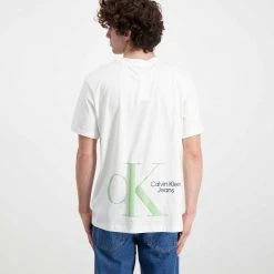 CALVIN KLEIN JEANS T-SHIRT MONOGRAM RETRO Bianco -Strada Moda calvin klein jeans j30j320196 t shirt monogram retro casual uomo 044627101 yaf 4