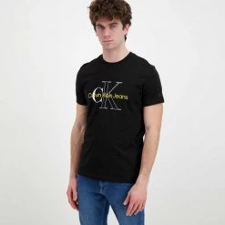CALVIN KLEIN JEANS T-SHIRT TWO TONE MONOGRAM Nero -Strada Moda calvin klein jeans j30j320717 t shirt two tone monogram casual uomo 044628501 beh 2