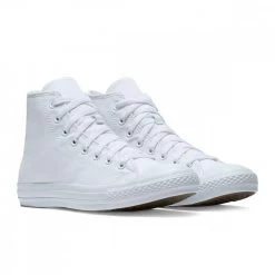 CONVERSE CHUCK TAYLOR ALL STAR HI MONO BIANCHE Bianco -Strada Moda converse 1u646 chuck taylor all star hi mono bianche tutte sneaker uomo 030292101 whmo 3
