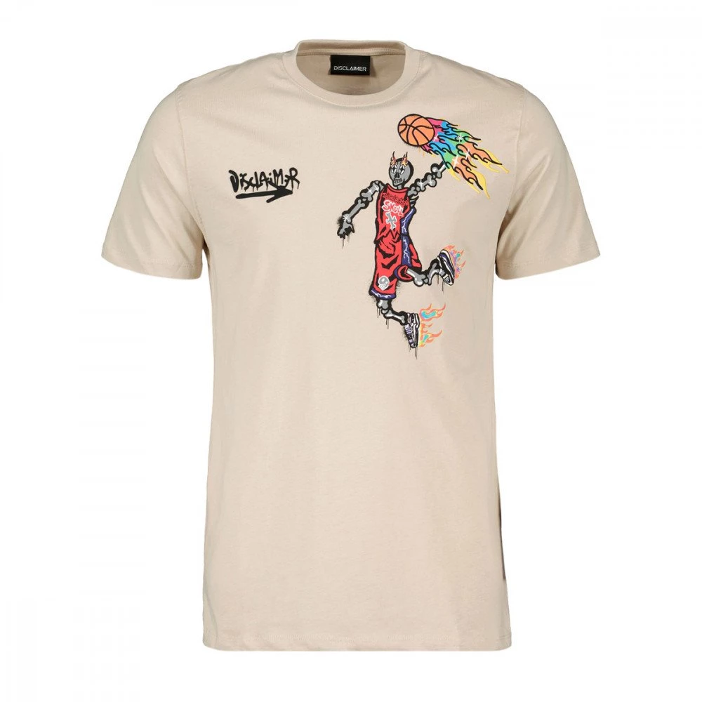 DISCLAIMER T-SHIRT SCHELETRO BASKET Beige 3 DISCLAIMER T-SHIRT SCHELETRO BASKET Beige