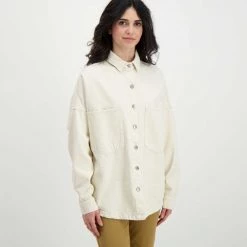 DIXIE CAMICIA IN DENIM OVERSIZE DONNA Bianco -Strada Moda dixie c142t027 camicia in denim oversize donna casual donna 045838001 1140 3