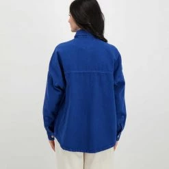 DIXIE CAMICIA IN DENIM OVERSIZE DONNA Royal -Strada Moda dixie c142t027 camicia in denim oversize donna casual donna 045838101 1650 4