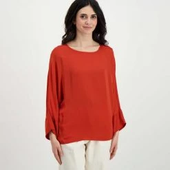 DIXIE BLUSA MANICHE SVASATE DONNA Arancio -Strada Moda dixie c885t017 blusa maniche svasate donna casual donna 045470201 1295 3