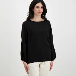 DIXIE BLUSA MANICHE SVASATE DONNA Nero -Strada Moda dixie c885t017 blusa maniche svasate donna casual donna 045470301 1900 3