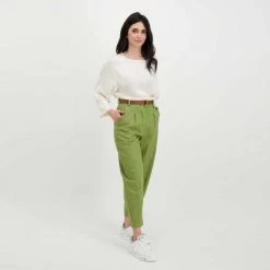 DIXIE PANTALONI BALLOON CON CINTURA DONNA Verde -Strada Moda dixie pci8qgig pantaloni balloon con cintura donna casual donna 045839701 1710 6