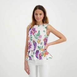EMME MARELLA BLUSA SMANICATA CON BALZA ALBANO DONNA Bianco 12 EMME MARELLA BLUSA SMANICATA CON BALZA ALBANO DONNA Bianco -Strada Moda emme marella abano blusa smanicata con balza albano donna casual donna 044636101 007 5