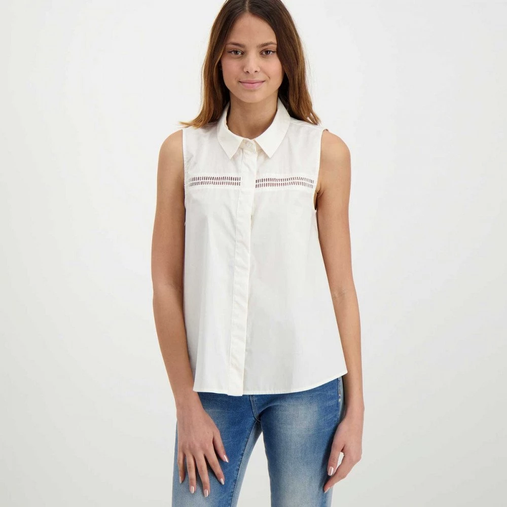 EMME MARELLA CAMICIA SMANICATA TRAFORATA FUOCO DONNA Bianco 5 EMME MARELLA CAMICIA SMANICATA TRAFORATA FUOCO DONNA Bianco - immagine 3