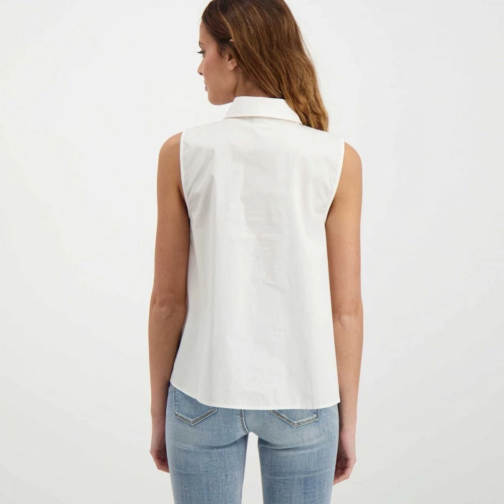 EMME MARELLA CAMICIA SMANICATA TRAFORATA FUOCO DONNA Bianco 6 EMME MARELLA CAMICIA SMANICATA TRAFORATA FUOCO DONNA Bianco - immagine 4