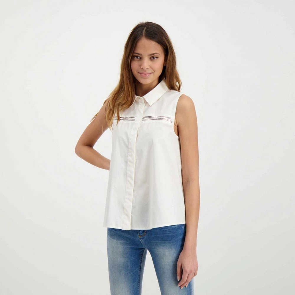EMME MARELLA CAMICIA SMANICATA TRAFORATA FUOCO DONNA Bianco 7 EMME MARELLA CAMICIA SMANICATA TRAFORATA FUOCO DONNA Bianco - immagine 5