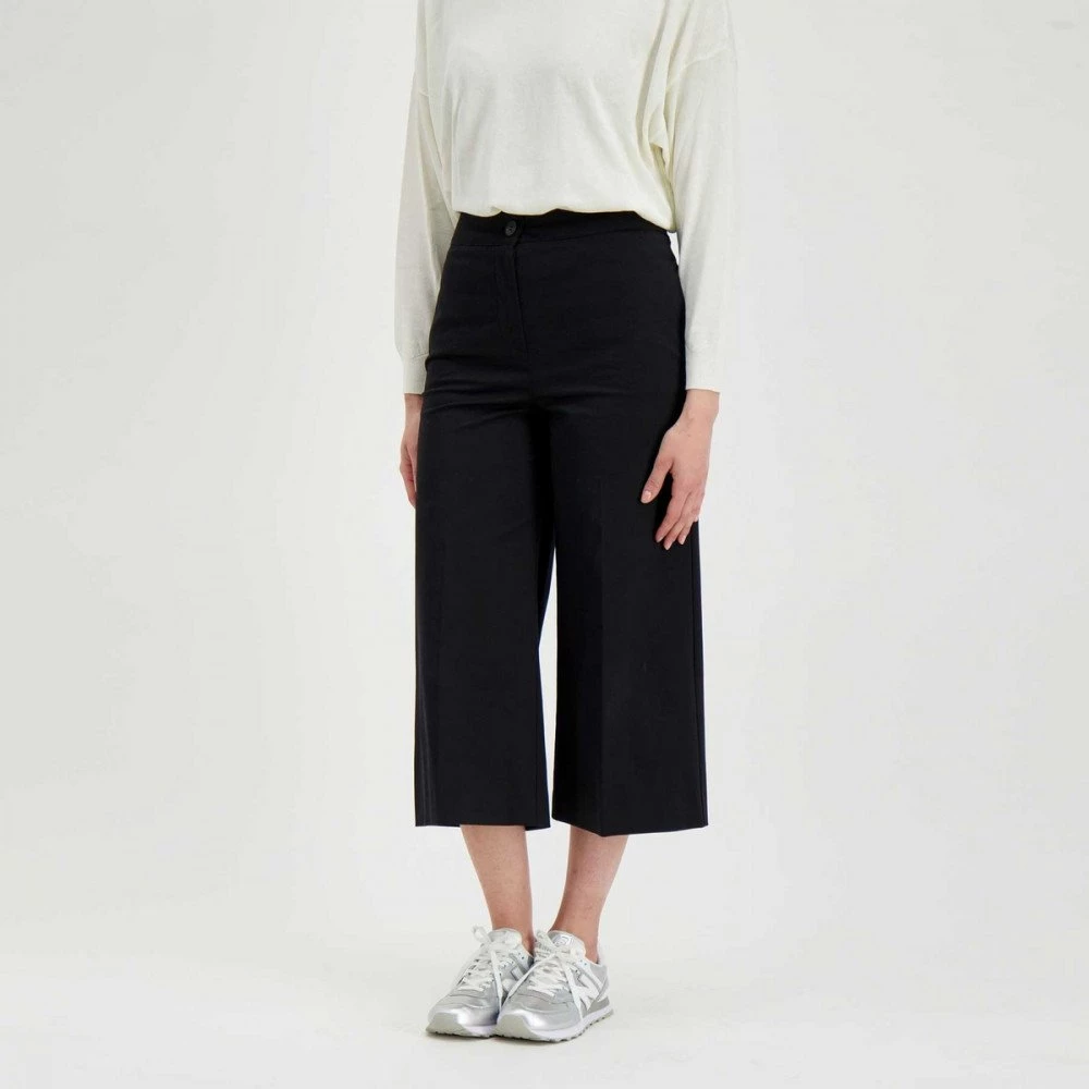 EMME MARELLA PANTALONI CROP IN RASO DI COTONE GRIM DONNA Nero - immagine 4